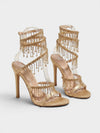 Gleamond | Women's Stiletto Sandals with Ankle Strap Crystal Tassels