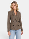 Gleamond | Women's Double Breasted Blazer with Lapel Collar and Checked Pattern