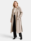 Gleamond | Women's Double Breasted Longline Coat with Lapel Collar and Belted Waist