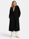 Gleamond | Women's Double Breasted Longline Coat with Lapel Collar and Button Fastening
