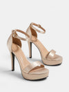 Gleamond | Women's Metallic Platform Stiletto Sandals with Ankle Strap and Buckle Fastening