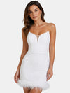 Gleamond | Women's White Elegant Strapless Cocktail Dress