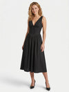 Gleamond | Women's Elegant V-Neck Midi Dress Classic Fit