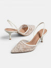 Gleamond | Women's Embroidered Mesh Slingback Heels