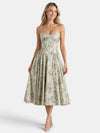 Gleamond | Women's Fit and Flare Midi Dress with Sweetheart Neck and Gathered Skirt