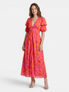 Gleamond | Women’s Dress with V Neck and Puff Sleeves