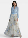 Gleamond | Women's Floral Maxi Dress with Sheer Sleeves