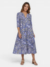 Gleamond | Women's Floral V Neck Midi Dress with Pockets