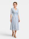 Gleamond | Women's Floral V Neck Midi Dress with Side Pockets