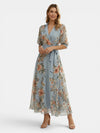 Gleamond | Women's Floral V Neck Midi Dress