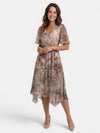 Gleamond | Women's Floral Wrap Midi Dress