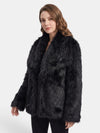 Gleamond | Women's Fur Coat with Wide Collar and Button Fastening