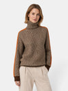 Gleamond | Women's Herringbone Jumper with High Neck and Long Sleeves