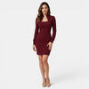 Gleamond | Women's High Neck Midi Dress Long Sleeve Formal Dress
