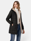 Gleamond | Women's Hooded Quilted Coat with Zip Fastening and Longline Design