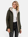 Gleamond | Women's Hooded Quilted Coat with Zip Fastening and Longline Design