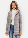 Gleamond | Women's Hooded Quilted Coat with Zip Fastening and Longline Design