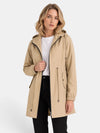 Gleamond | Women's Hooded Raincoat with Zip Fastening and Drawstring Waist