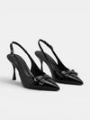Gleamond | Women's Kitten Heel Pumps with Slingback Strap and Buckle Detail