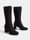 Gleamond | Women's Knee High Boots with Lace Up Front and Block Heel
