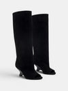 Gleamond | Women's Knee High Boots with Peep Toe and Sculpted Heel