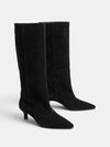Gleamond | Women's Knee High Boots with Pointed Toe and Low Heel