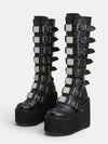 Gleamond | Women's Platform Knee High Boots with Multi Buckle Strap and Chunky Sole