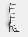 Gleamond | Women's Knee High Stiletto Sandals with Multi Buckle Straps and Open Toe