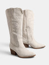 Gleamond | Women's Knee High Western Boots with Side Zip and Embroidered Shaft