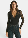 Gleamond | Women's Lace Blouse with V-Neck and Long Sleeves