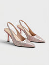 Gleamond | Women's Lace Slingback Heels Pointed Toe