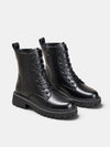 Gleamond | Women's Lace Up Ankle Boots with Side Zip and Lug Sole