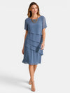 Gleamond | Women's Layered Knee Length Dress with Short Sleeves