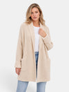 Gleamond | Women's Longline Cardigan with Open Front and Patch Pockets