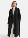 Gleamond | Women's Longline Coat with Double Breasted Fastening and Belted Waist