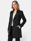 Gleamond | Women's Longline Coat with Notched Lapel and Button Fastening