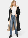 Gleamond | Women's Longline Puffer Coat with Hood and Zip Fastening