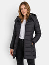Gleamond | Women's Longline Puffer Jacket with Hood and Zip Fastening