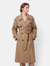 Gleamond | Women's Longline Trench Coat with Double Breasted Front and Belted Waist