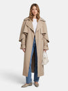 Gleamond | Women's Longline Trench Coat with Lapel Collar and Belted Waist