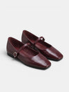 Gleamond | Women's Mary Jane Flats with Square Toe and Buckle Strap