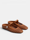 Gleamond | Women's Mary Jane Mule Flats with Woven Upper and Square Toe