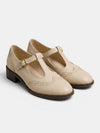 Gleamond | Women's Mary Jane Shoes with T Strap and Brogue Detail