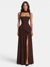 Gleamond | Women's Maxi Dress with Asymmetric Skirt and Side Split
