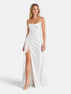 Gleamond | Women's Maxi Dress with Draped Neck and High Side Split
