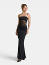 Gleamond | Women's Maxi Dress with Lace Corset Panel and Tie Shoulder Straps