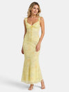 Gleamond | Women's Maxi Dress with Ruffle Straps and V Neck