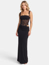 Gleamond | Women's Maxi Dress with Spaghetti Straps and Sheer Waist Panel