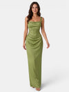 Gleamond | Women's Maxi Dress with Square Neck and Ruched Waist