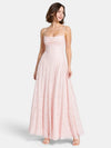 Gleamond | Women's Maxi Dress with Straight Neck and Fitted Bodice